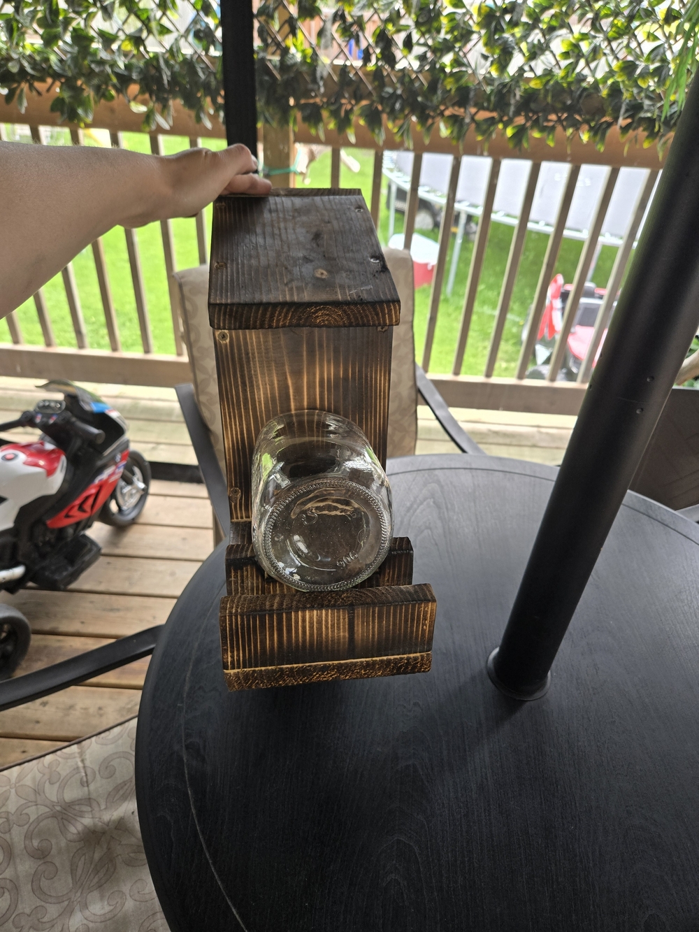 Handmade Wooden Squirrel Feeder with Removable Mason Jar - Picture 3 of 7